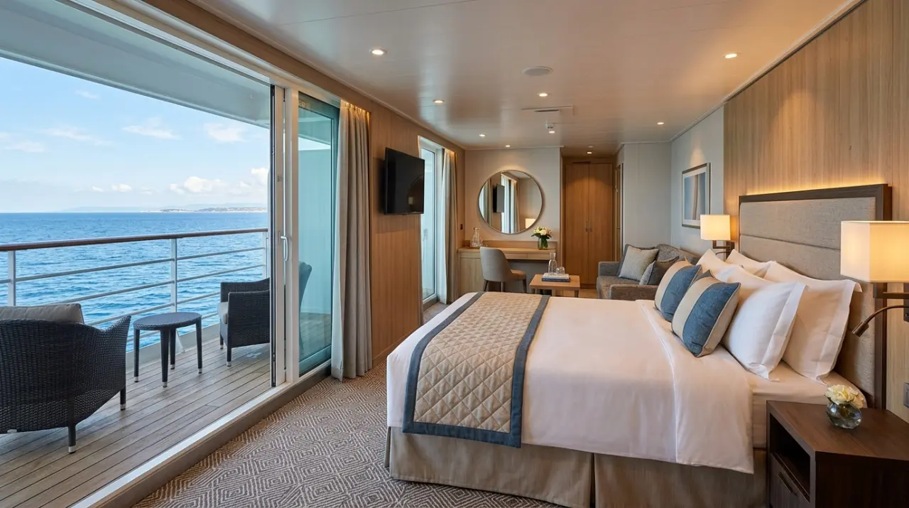 Camarote Deluxe con balcón y vistas al mar